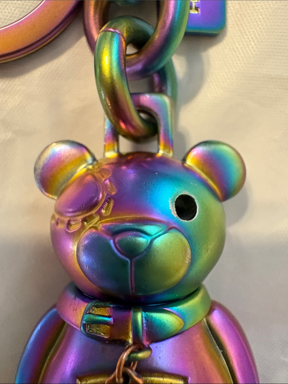 LIKE NEW Coach Hologram/Oil Slick Bear Keychain - Picture 7 of 7